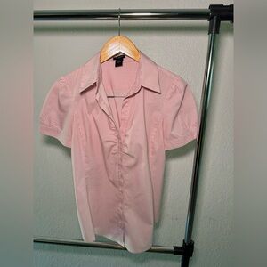 Pink and White Striped Button Up
